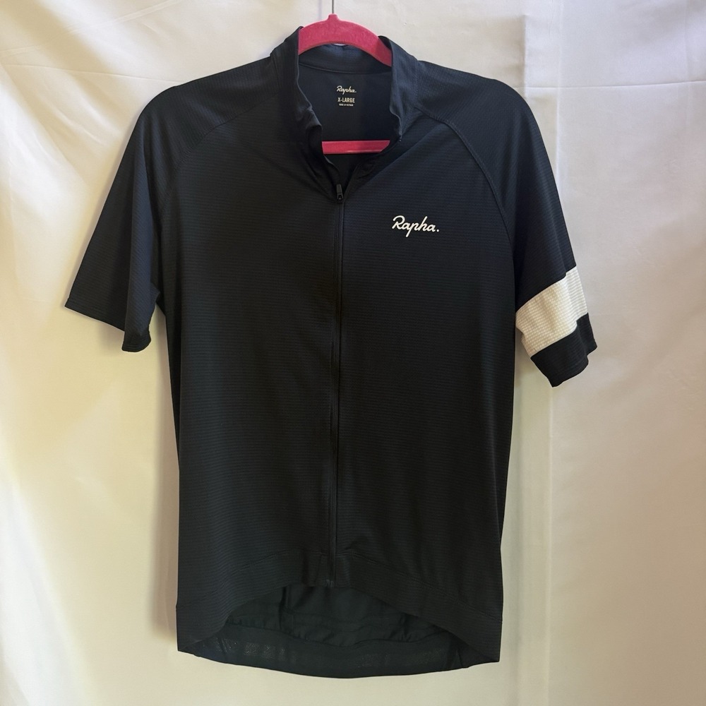Rapha Core Cycling Jersey Mens XL Black Short Sleeve Full Zip Road Bike
